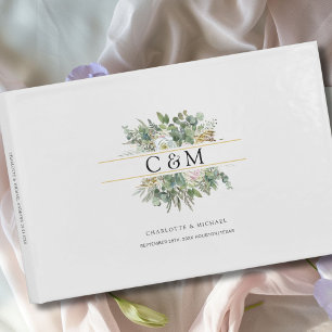 Simple, elegant Eucalyptus Flower Wedding Guest Book