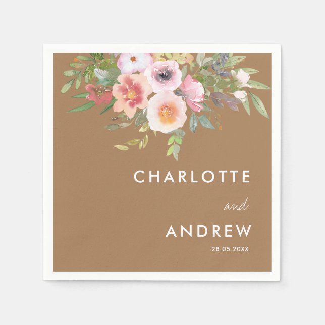 Simple, elegant eucalyptus, flowers  napkin (Front)