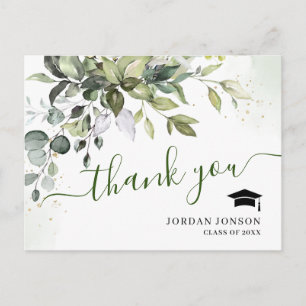 Simple Elegant Eucalyptus Graduation Thank You Postcard