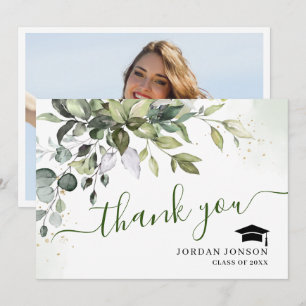 Simple Elegant Eucalyptus Greenery Graduation Tha Thank You Card
