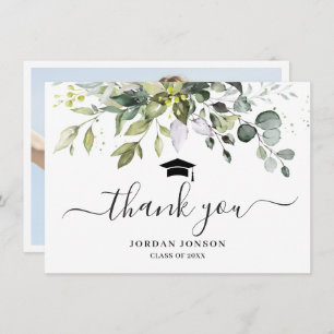 Simple Elegant Eucalyptus Greenery Graduation  Tha Thank You Card