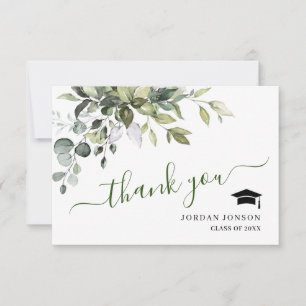 Simple Elegant Eucalyptus Greenery Graduation Thank You Card