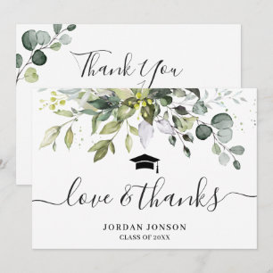 Simple Elegant Eucalyptus Greenery Graduation  Thank You Card