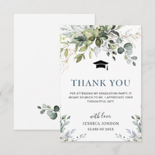 Simple Elegant Eucalyptus Greenery Graduation Thank You Card