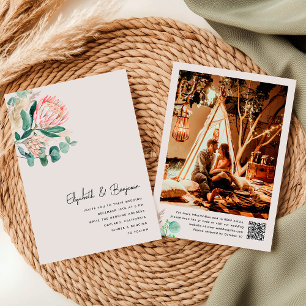 Simple Elegant Eucalyptus Pampas Grass Protea Invitation