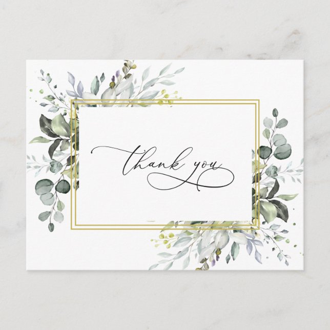 Simple Elegant Eucalyptus Watercolor Greenery Postcard (Front)