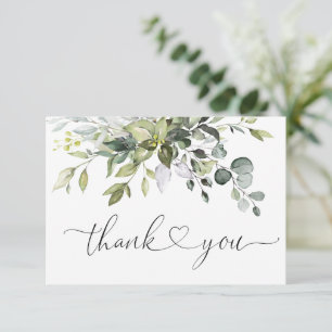 Simple Elegant Eucalyptus Watercolor Greenery Thank You Card