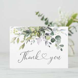 Simple Elegant Eucalyptus Watercolor Greenery Thank You Card