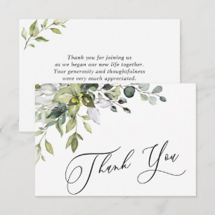 Simple Elegant Eucalyptus Watercolor Greenery Thank You Card