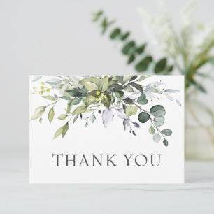 Simple Elegant Eucalyptus Watercolor Greenery Thank You Card