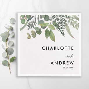 Simple Elegant Eucalyptus Wedding Napkins