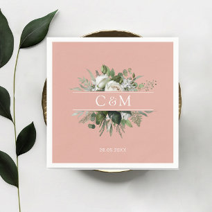 Simple, elegant eucalyptus White Roses - Napkin