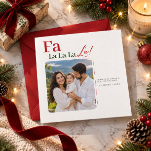 Simple Elegant Fa La La Christmas Family Photo Holiday Card