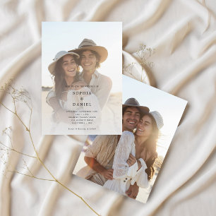Simple Elegant Faded Photo Typography Wedding Invitation