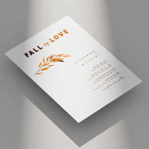 Simple Elegant Fall in Love: Autumn White Wedding Invitation