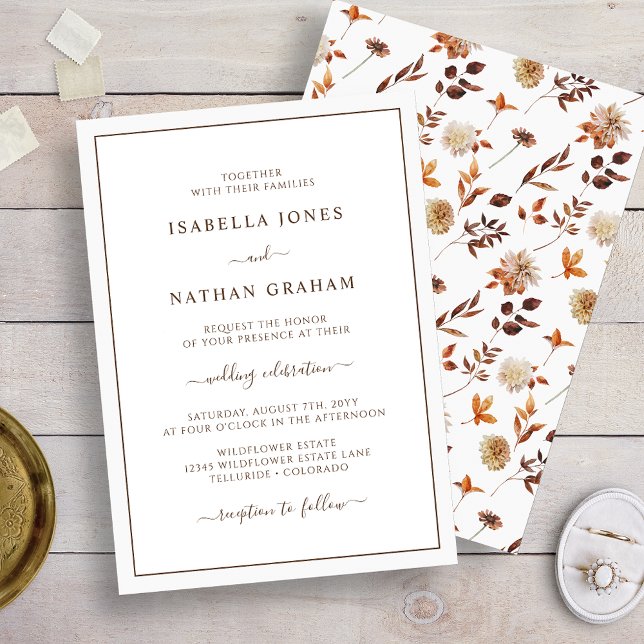 Simple Elegant Fall Leaves Wedding Invitation (Simple Elegant Fall Leaves Wedding Invitation
)