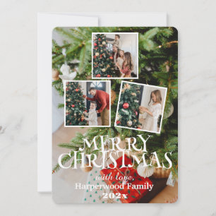 Simple elegant family christmas photo collage holiday card
