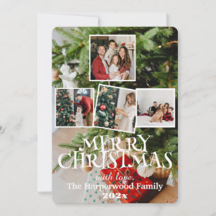 Simple elegant family christmas photo collage holiday card