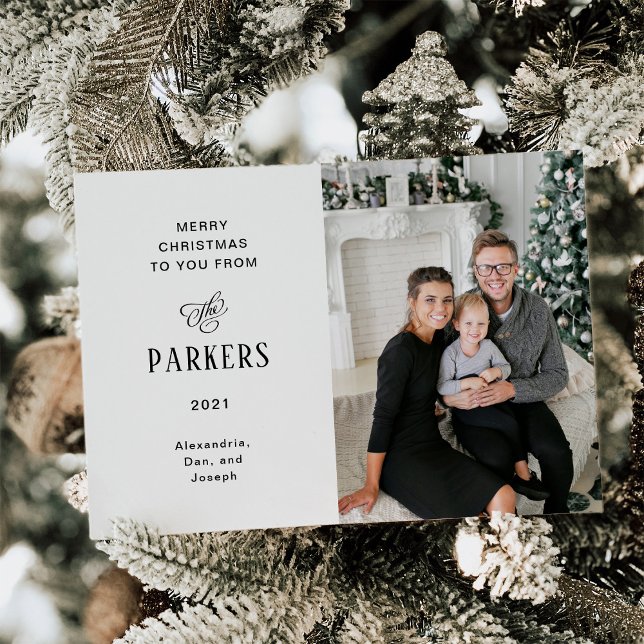 Simple Elegant Family Last Name | One Photo Holiday Card (Creator Uploaded)