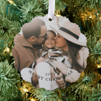 Simple Elegant Family Photo Christmas Gift Tag Tree Decoration Card