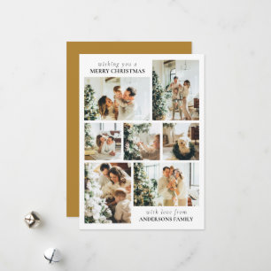 Simple Elegant Family Photo Collage Christmas Holiday Card