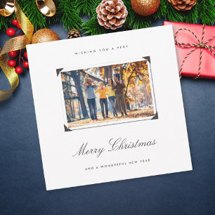 Simple Elegant Family Photo Merry Christmas Holiday Card