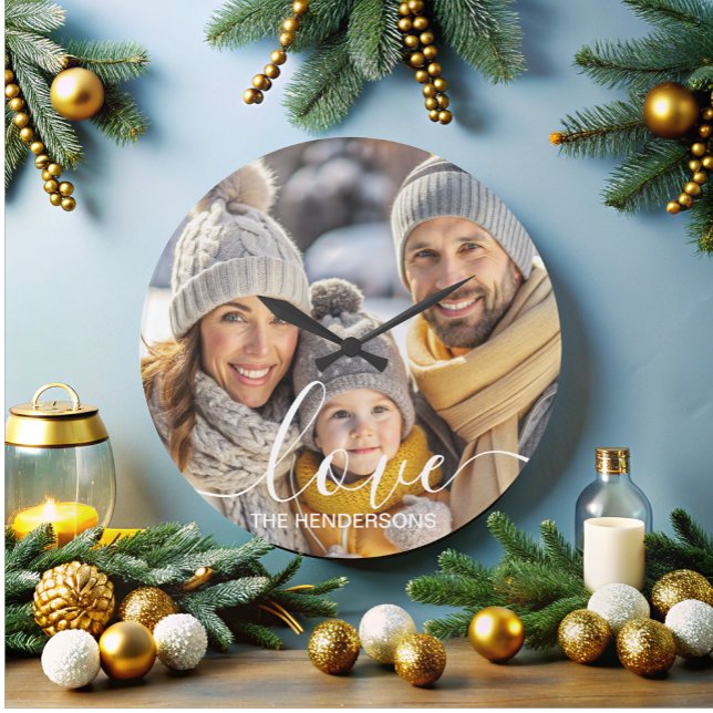 Simple Elegant Family Photo Text Overlay  Large Clock (Creator Uploaded)