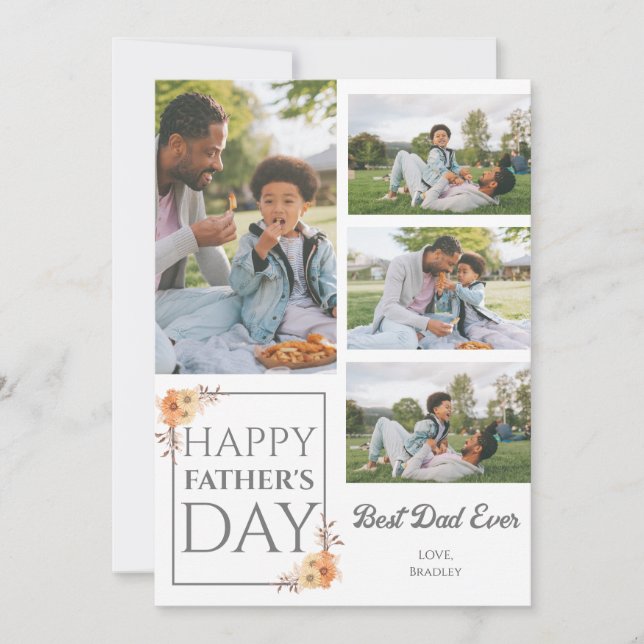 Simple elegant Fathers Day Sweet Photo Collage Holiday Card (Front)