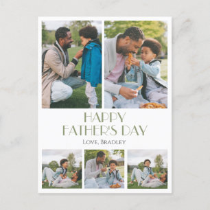 Simple elegant Fathers Day Sweet Photo Collage Holiday Postcard