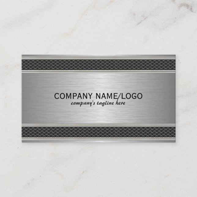 Simple Elegant Faux Brushed Aluminium Business Card (Front)