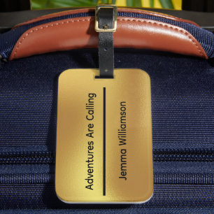 Simple Elegant Faux Gold Trendy Personalised Name  Luggage Tag