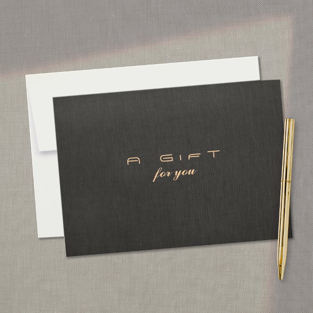 Simple Elegant Faux Linen Gift Certificate (black linen image background gift certificate)