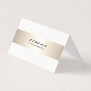 Simple Elegant Faux Metal Stripe Folded Business Card