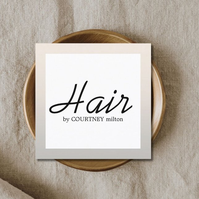 Simple Elegant Faux Silver BlackWhite Hair Stylist Square Business Card (Creator Uploaded)