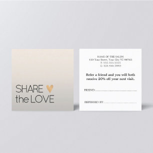 Simple Elegant Faux Silver Gold Heart Referral Card