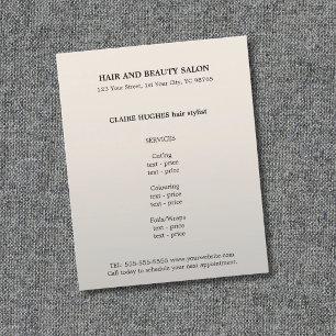 Simple Elegant Faux Silver Hairdresser  Flyer