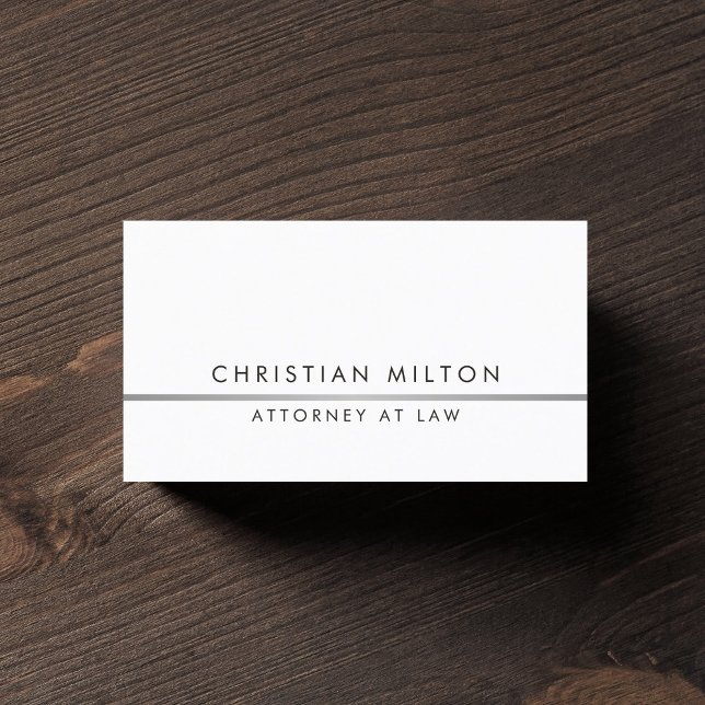 Simple Elegant Faux Silver Line Attorney at law Business Card (Creator Uploaded)