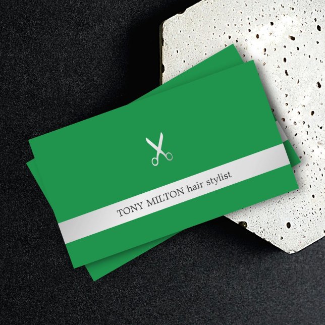 Simple Elegant Faux Silver Scissor Hair Stylist  Business Card (Creator Uploaded)