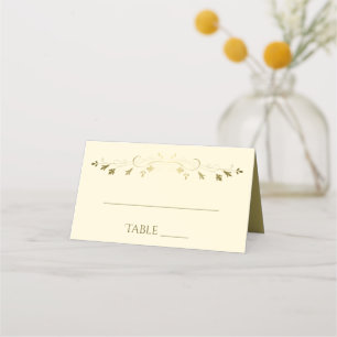 Simple Elegant Filigree Gold & Cream Wedding Place Card