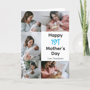 Simple Elegant first Mothers Day Photo Collage Holiday Card