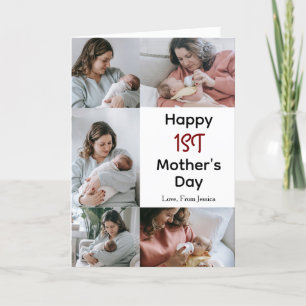 Simple Elegant first Mothers Day Photo Collage Holiday Card