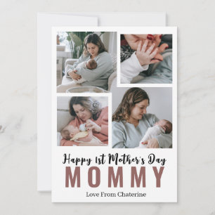Simple Elegant first Mother's Day Photo collage Holiday Card