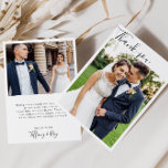 Simple Elegant Flat Photo Thank You Card<br><div class="desc">This simple elegant flat photo thank you card is perfect for your classic modern minimalist neutral black and white wedding. The design features basic minimal contemporary font and delicate chic formal script calligraphy. It is sure to complete your classy black-tie fall, summer, spring, or fall wedding. Keep it as is,...</div>