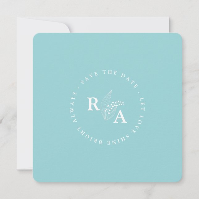 Simple Elegant Floral Blue Wedding Save the Date (Front)