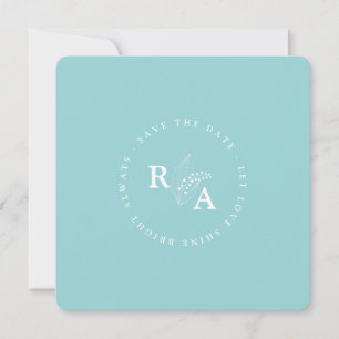 Simple Elegant Floral Blue Wedding Save the Date