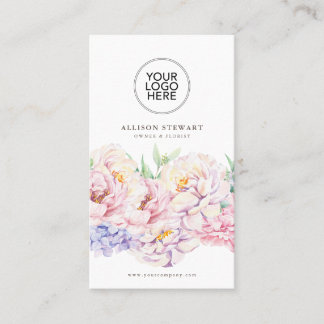 Simple Elegant Floral Business Card with QR code