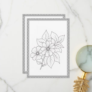 Simple Elegant Floral Color Your Own Greeting Card