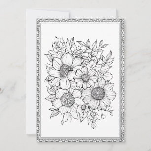 Simple Elegant Floral Colour Your Own Greeting Car Thank You Card
