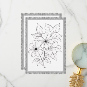 Simple Elegant Floral Colour Your Own Greeting Car Thank You Card