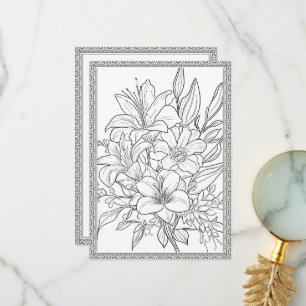 Simple Elegant Floral Colour Your Own Greeting Car Thank You Card